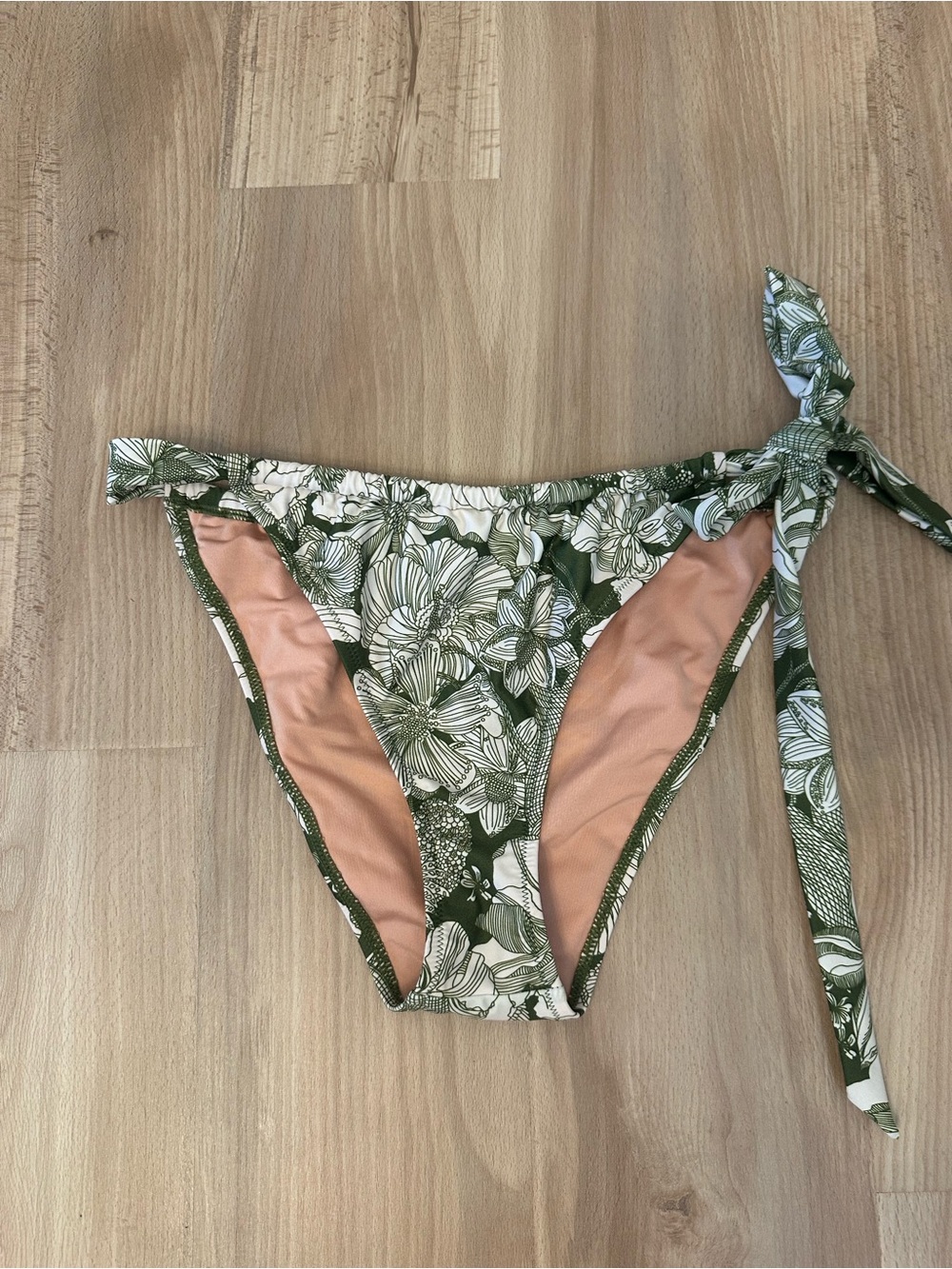 J. Crew Liberty Green Floral Tie-Side Bikini Bottoms